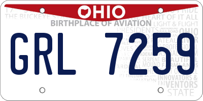 OH license plate GRL7259
