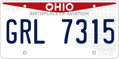 OH license plate GRL7315