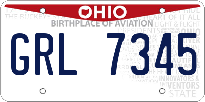 OH license plate GRL7345