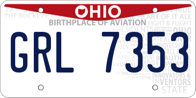 OH license plate GRL7353