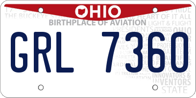 OH license plate GRL7360