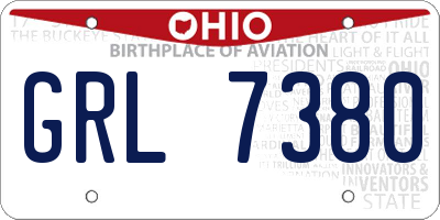 OH license plate GRL7380
