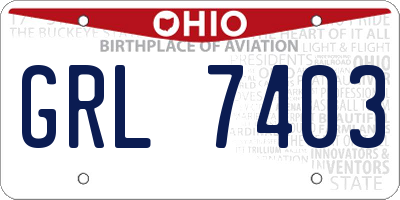 OH license plate GRL7403