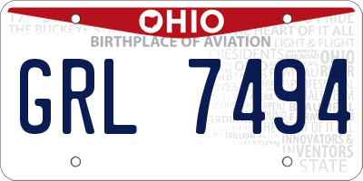 OH license plate GRL7494