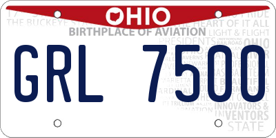 OH license plate GRL7500