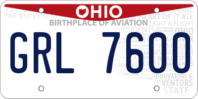 OH license plate GRL7600