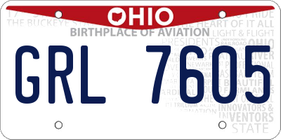 OH license plate GRL7605