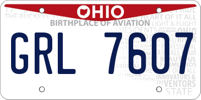 OH license plate GRL7607