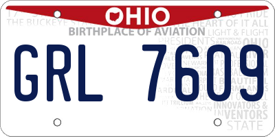 OH license plate GRL7609