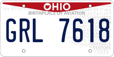 OH license plate GRL7618