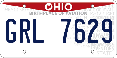 OH license plate GRL7629