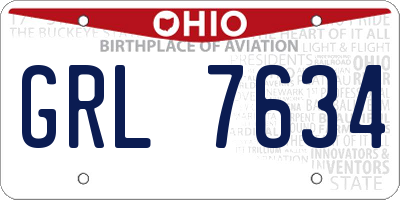 OH license plate GRL7634