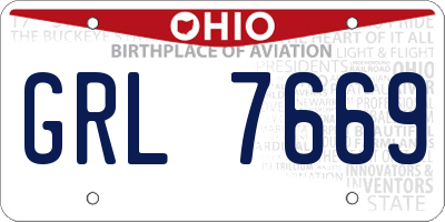 OH license plate GRL7669