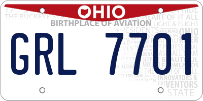 OH license plate GRL7701