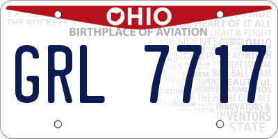 OH license plate GRL7717