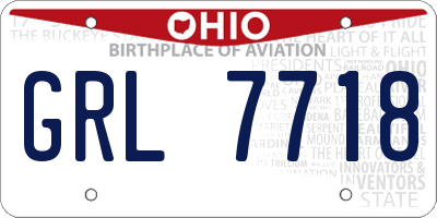 OH license plate GRL7718