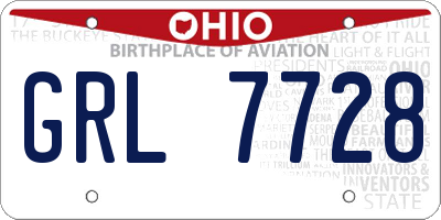 OH license plate GRL7728