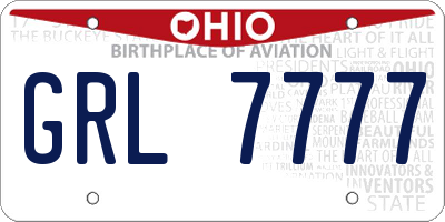 OH license plate GRL7777