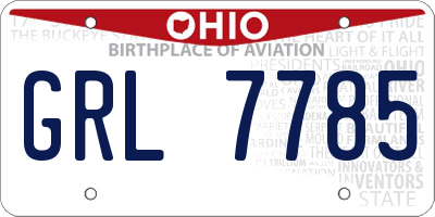 OH license plate GRL7785