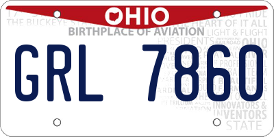 OH license plate GRL7860