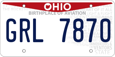 OH license plate GRL7870