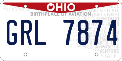 OH license plate GRL7874