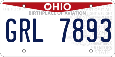 OH license plate GRL7893