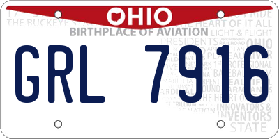 OH license plate GRL7916