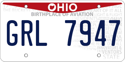 OH license plate GRL7947