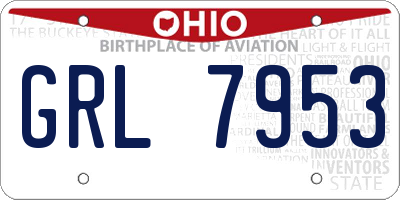 OH license plate GRL7953