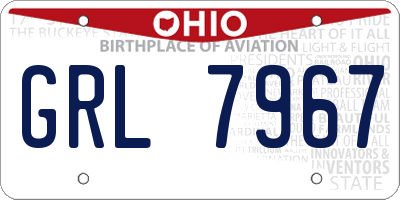 OH license plate GRL7967
