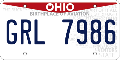 OH license plate GRL7986