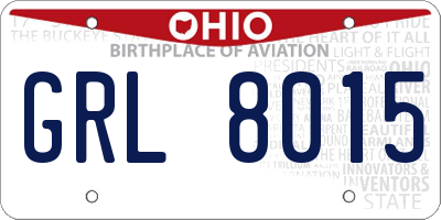 OH license plate GRL8015