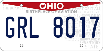 OH license plate GRL8017