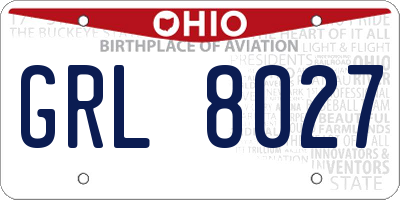 OH license plate GRL8027