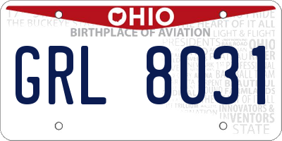 OH license plate GRL8031