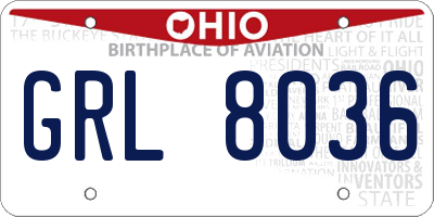 OH license plate GRL8036