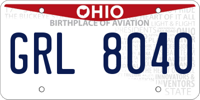 OH license plate GRL8040