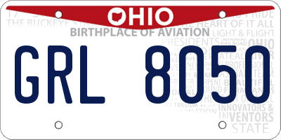 OH license plate GRL8050
