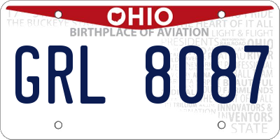 OH license plate GRL8087