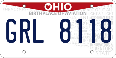 OH license plate GRL8118