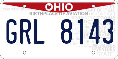 OH license plate GRL8143