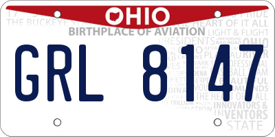 OH license plate GRL8147