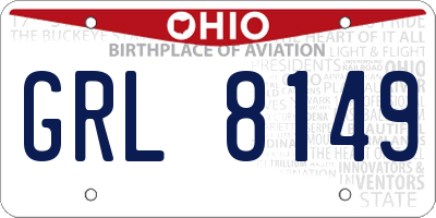 OH license plate GRL8149