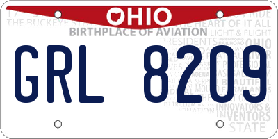 OH license plate GRL8209