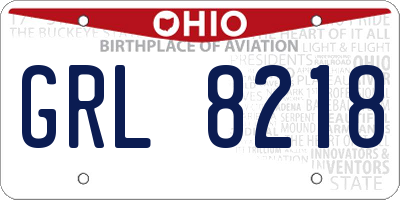 OH license plate GRL8218