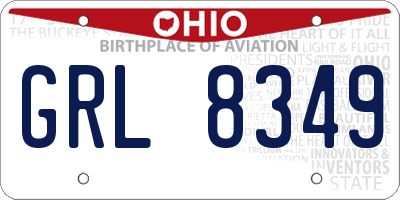 OH license plate GRL8349