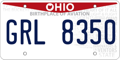 OH license plate GRL8350