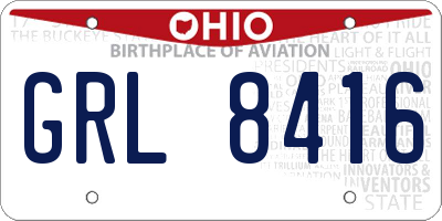 OH license plate GRL8416