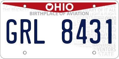 OH license plate GRL8431